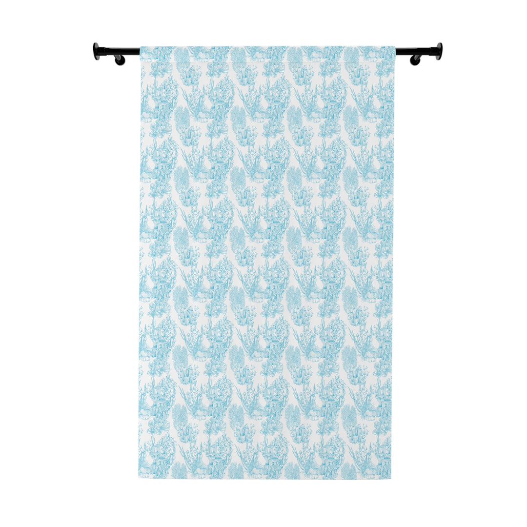 Blue Coral French Toile Blackout Curtains - bzbuzzbee