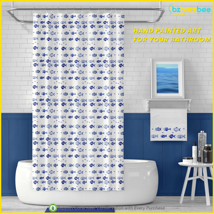 Blue Fish Shower Curtain