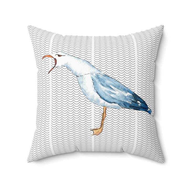 Coastal Seagull Faux Suede Pillow - bzbuzzbee