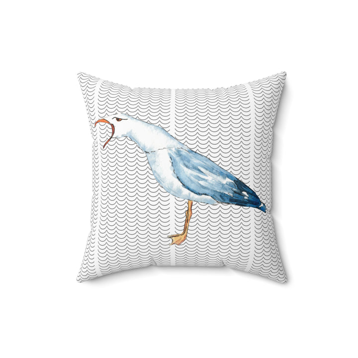 Coastal Seagull Faux Suede Pillow - bzbuzzbee