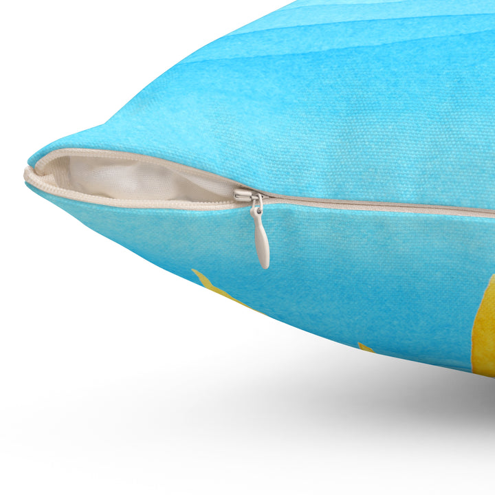 Decorative Pillow - Yellow Watercolor Sun and Waves Design - bzbuzzbee
