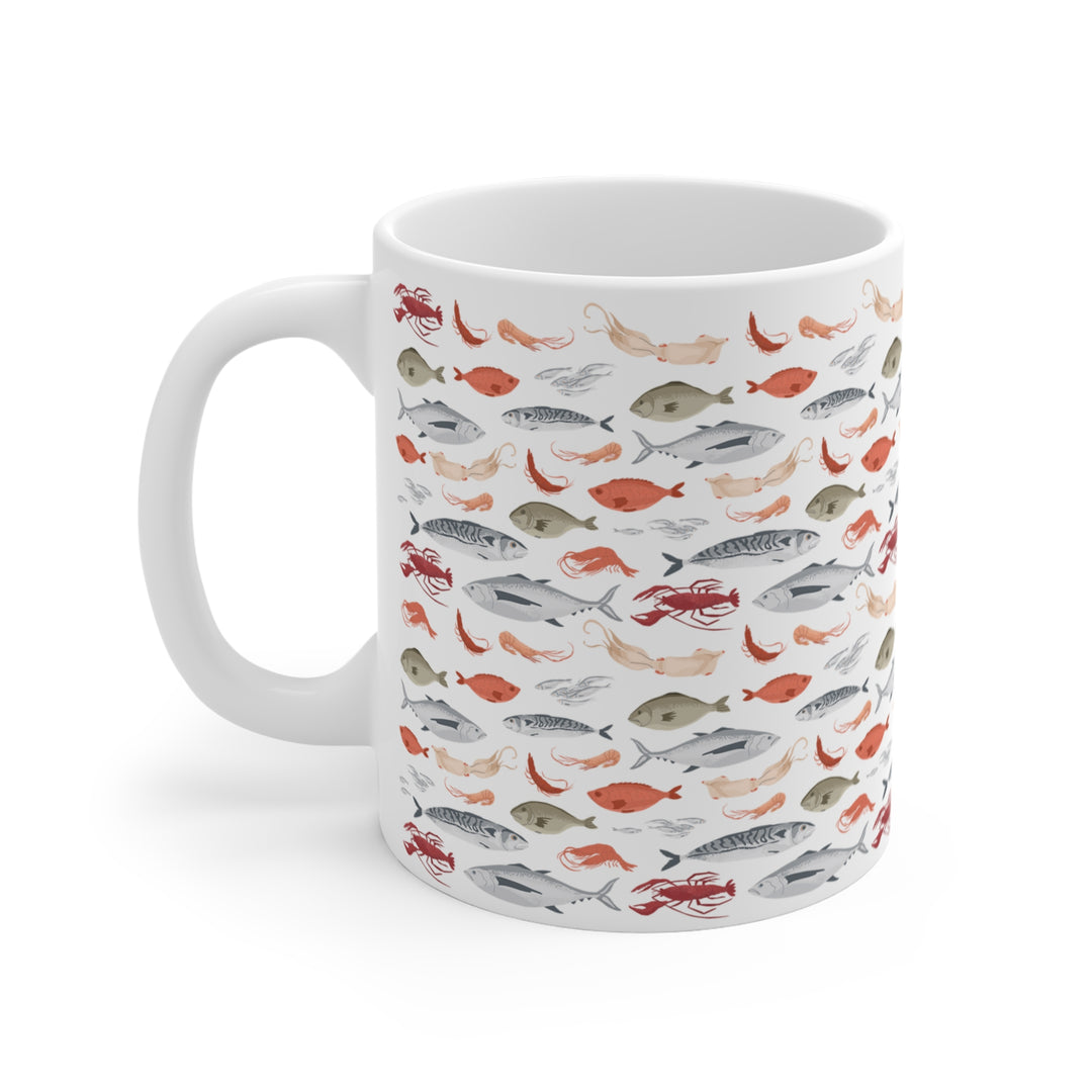 11oz & 15oz seafood-themed coffee mug with marine-inspired design