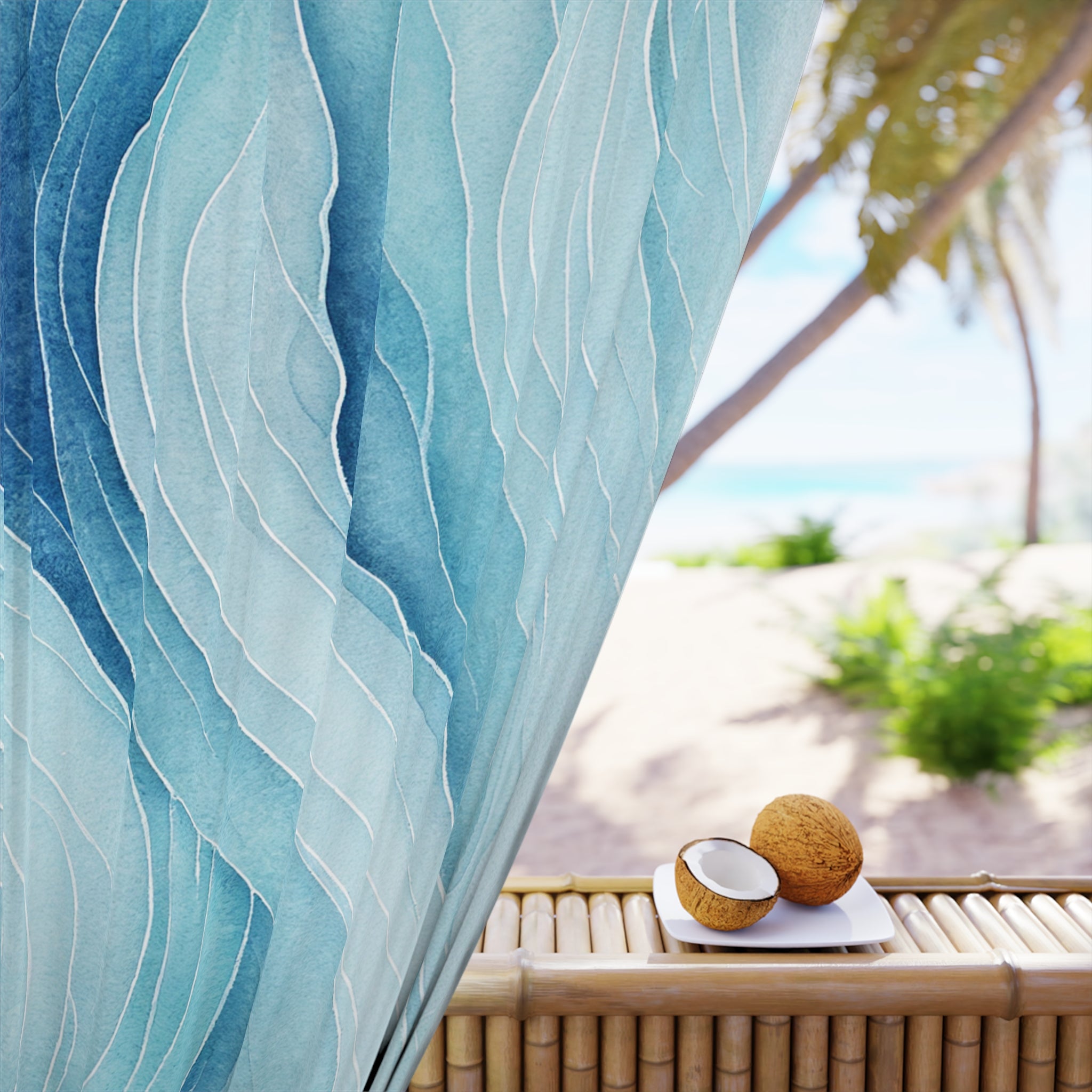 Blue Wave Blackout Curtains – Nautical Coastal Panels for Bedrooms