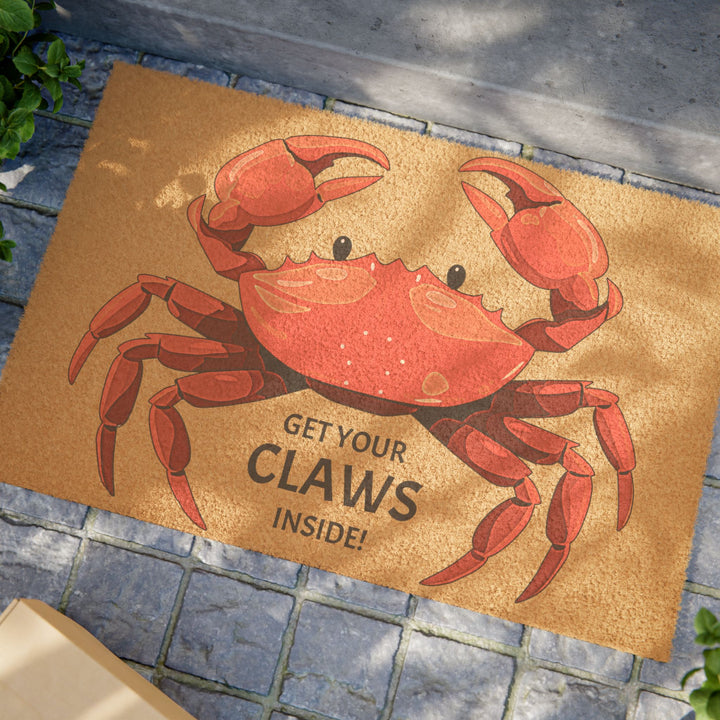 Red Crab “Get Your Claws Inside” Doormat - bzbuzzbee