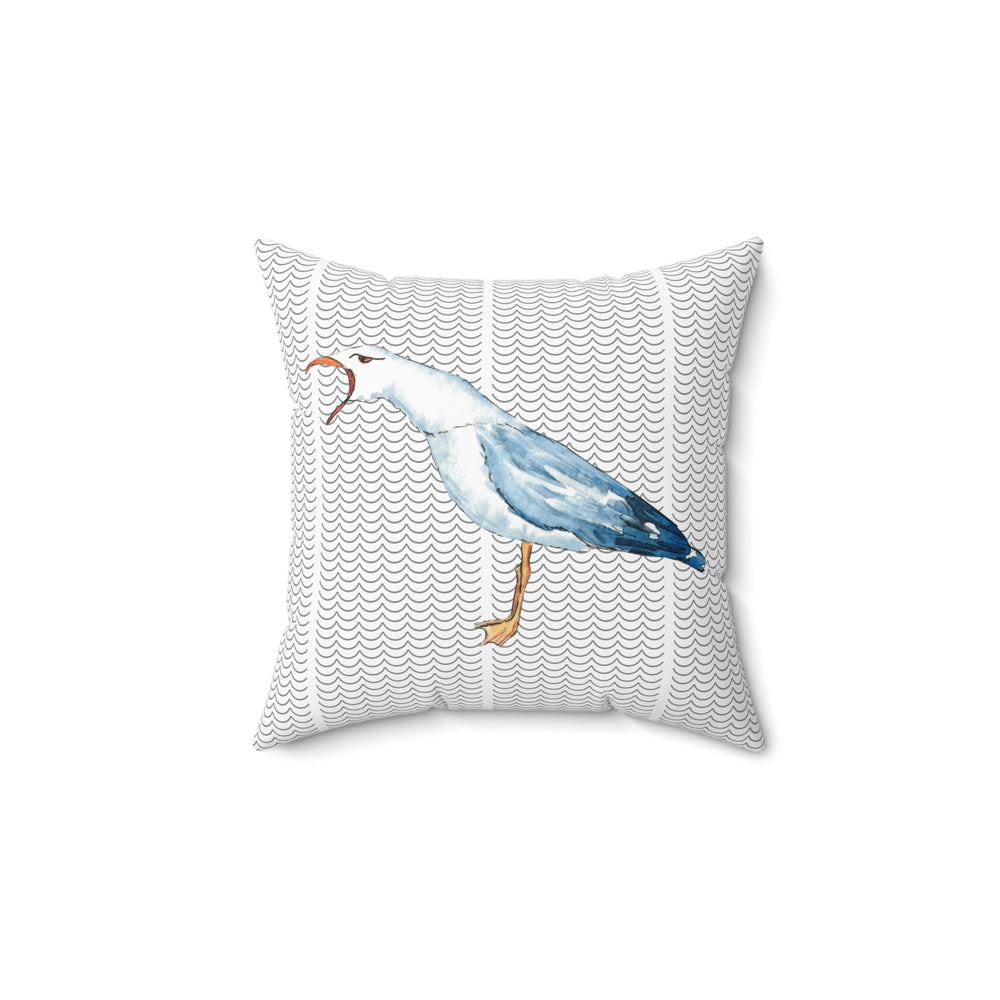 Coastal Seagull Faux Suede Pillow - bzbuzzbee