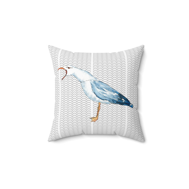 Coastal Seagull Faux Suede Pillow - bzbuzzbee