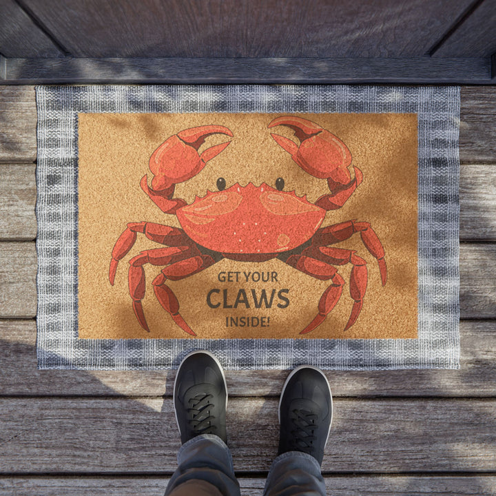 Red Crab “Get Your Claws Inside” Doormat - bzbuzzbee