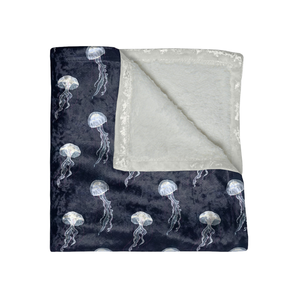 Close-up of jellyfish crushed velvet blanket design