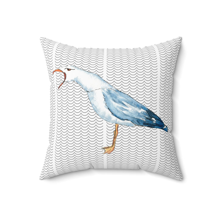 Coastal Seagull Faux Suede Pillow - bzbuzzbee