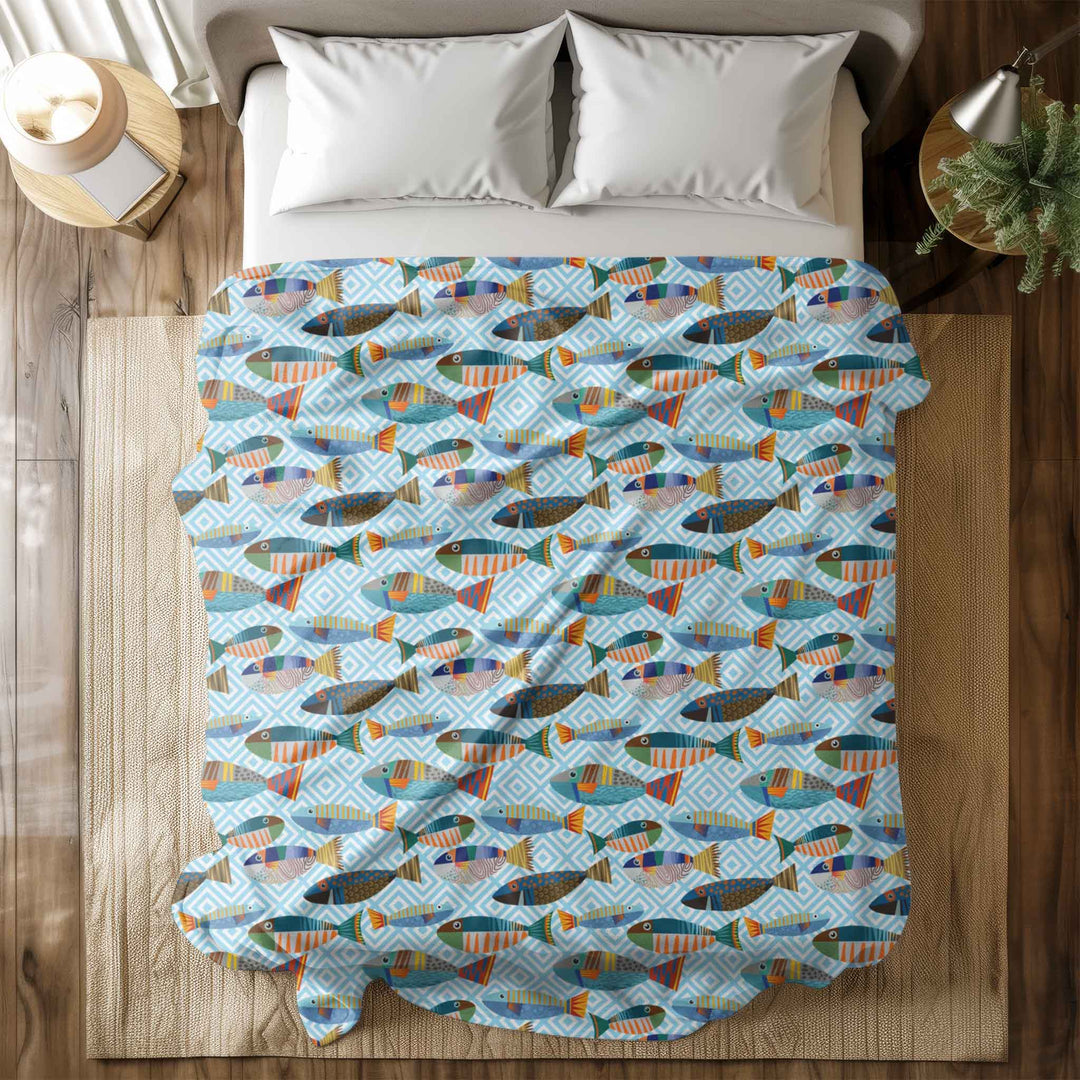 Colorful Fish Microfiber Blanket - bzbuzzbee