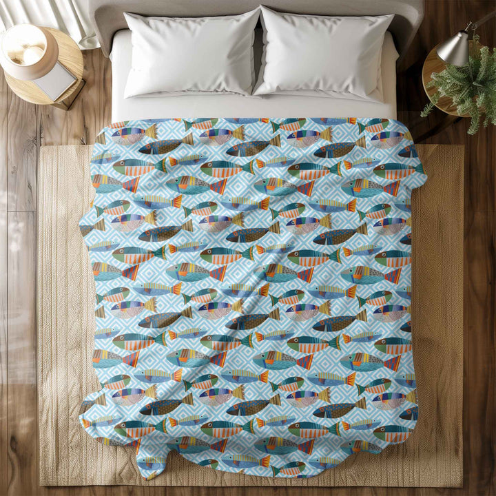 Colorful Fish Microfiber Blanket - bzbuzzbee