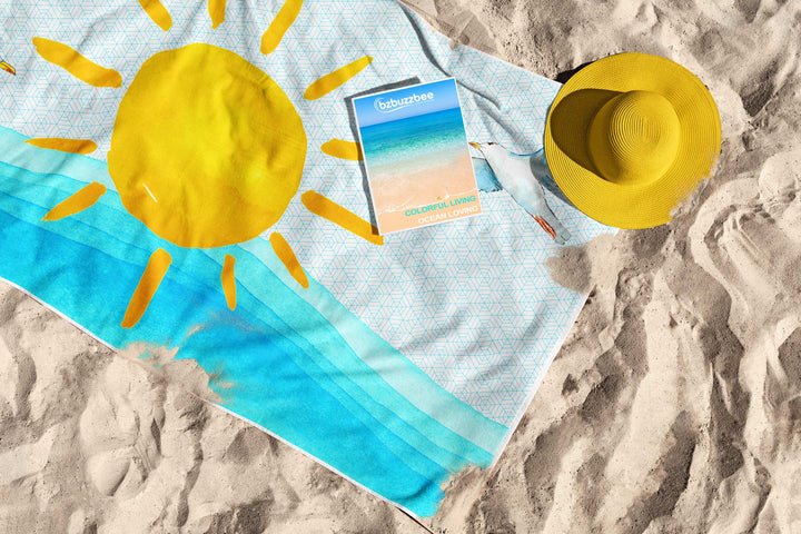 Caribbean Sun & Seagull Beach Towel - bzbuzzbee