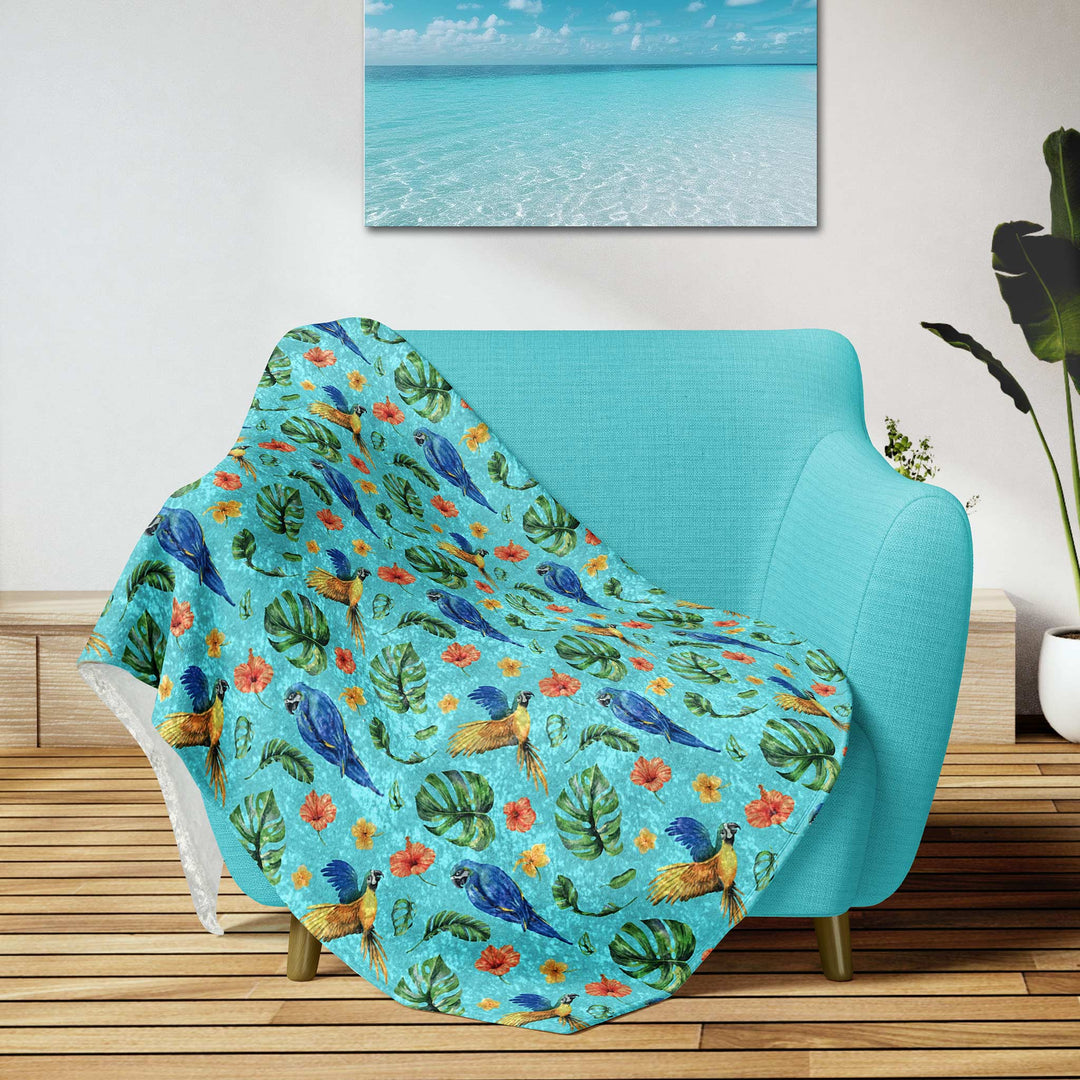 Aqua Birds Royal Velvet Blanket - bzbuzzbee