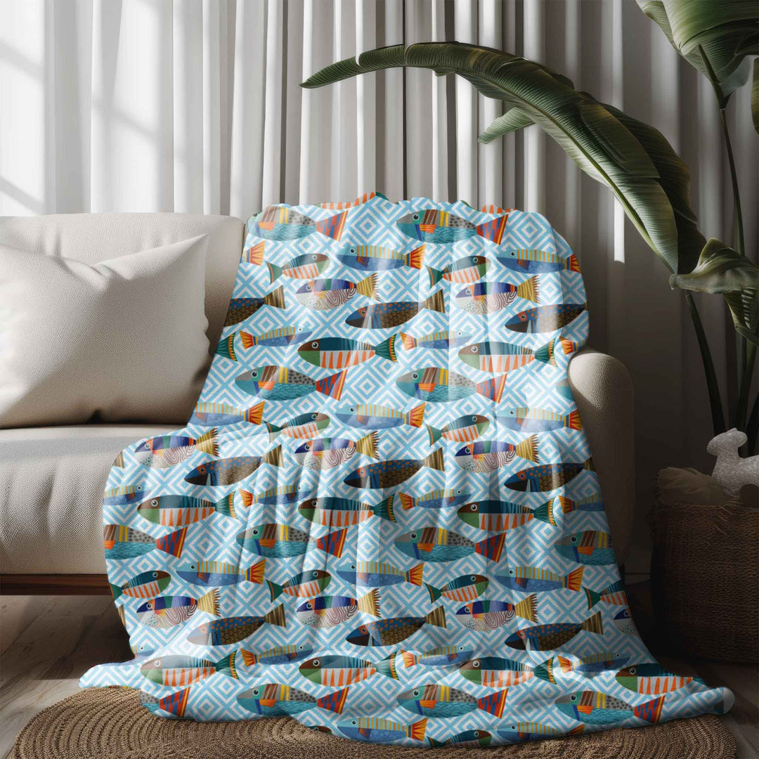 Colorful Fish Microfiber Blanket - bzbuzzbee