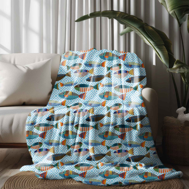 Colorful Fish Microfiber Blanket - bzbuzzbee