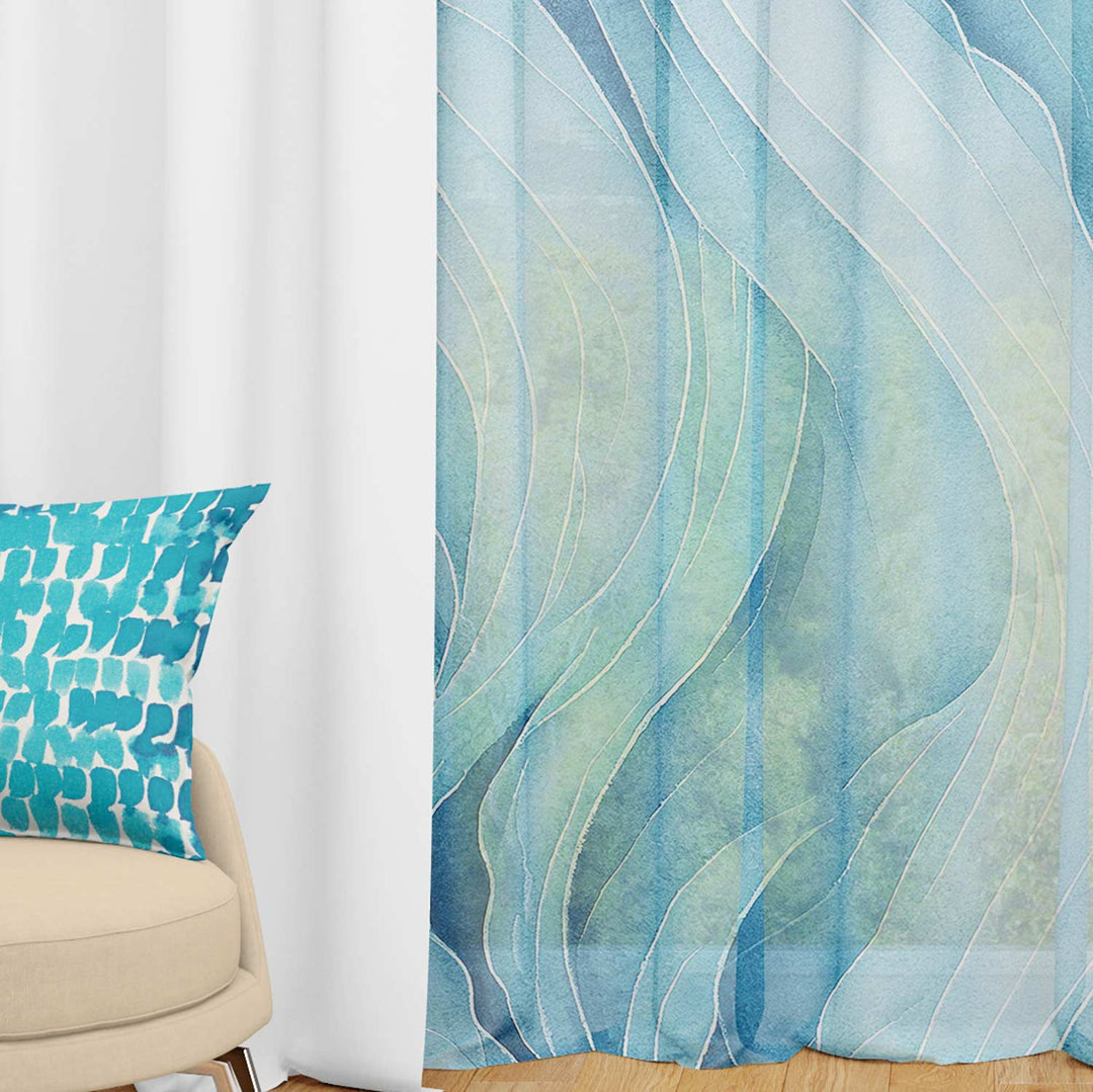 Ocean Wave Sheer Window Curtain - bzbuzzbee