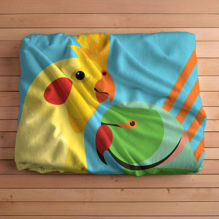 Cuckatoo and Parrot Fleece Sherpa Blanket - bzbuzzbee
