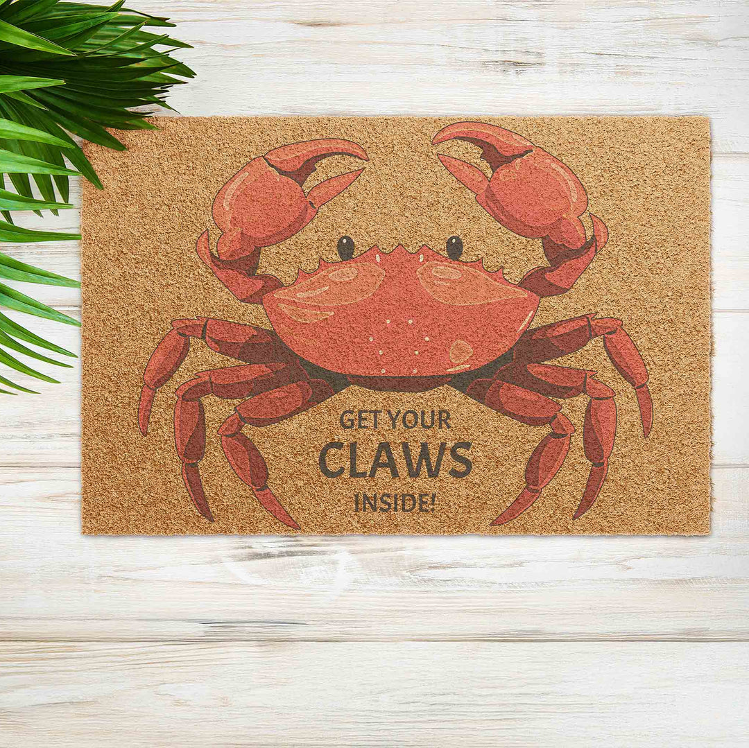 Red Crab “Get Your Claws Inside” Doormat - bzbuzzbee