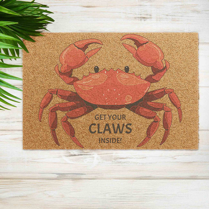 Red Crab “Get Your Claws Inside” Doormat - bzbuzzbee