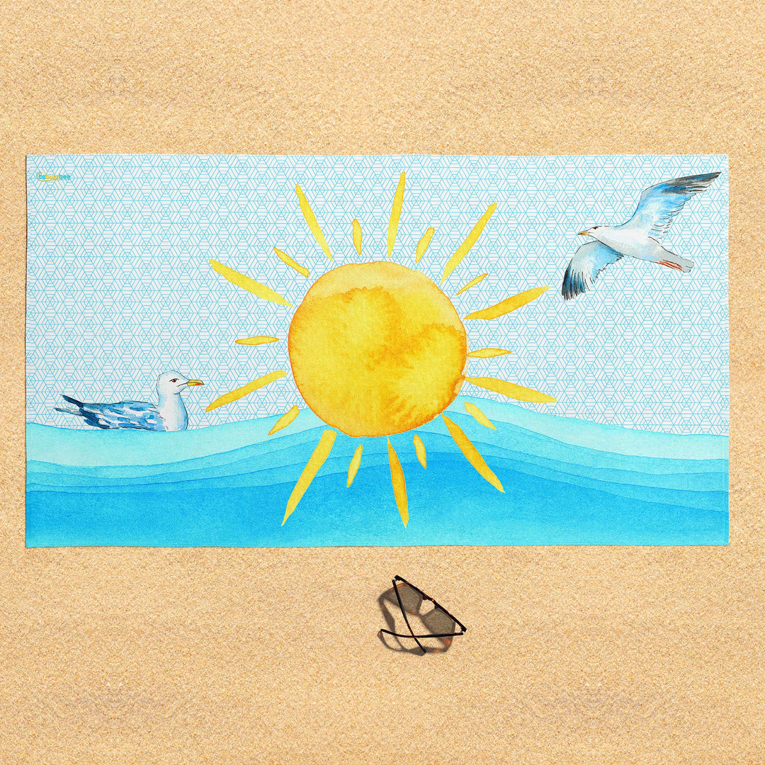 Caribbean Sun & Seagull Beach Towel - bzbuzzbee