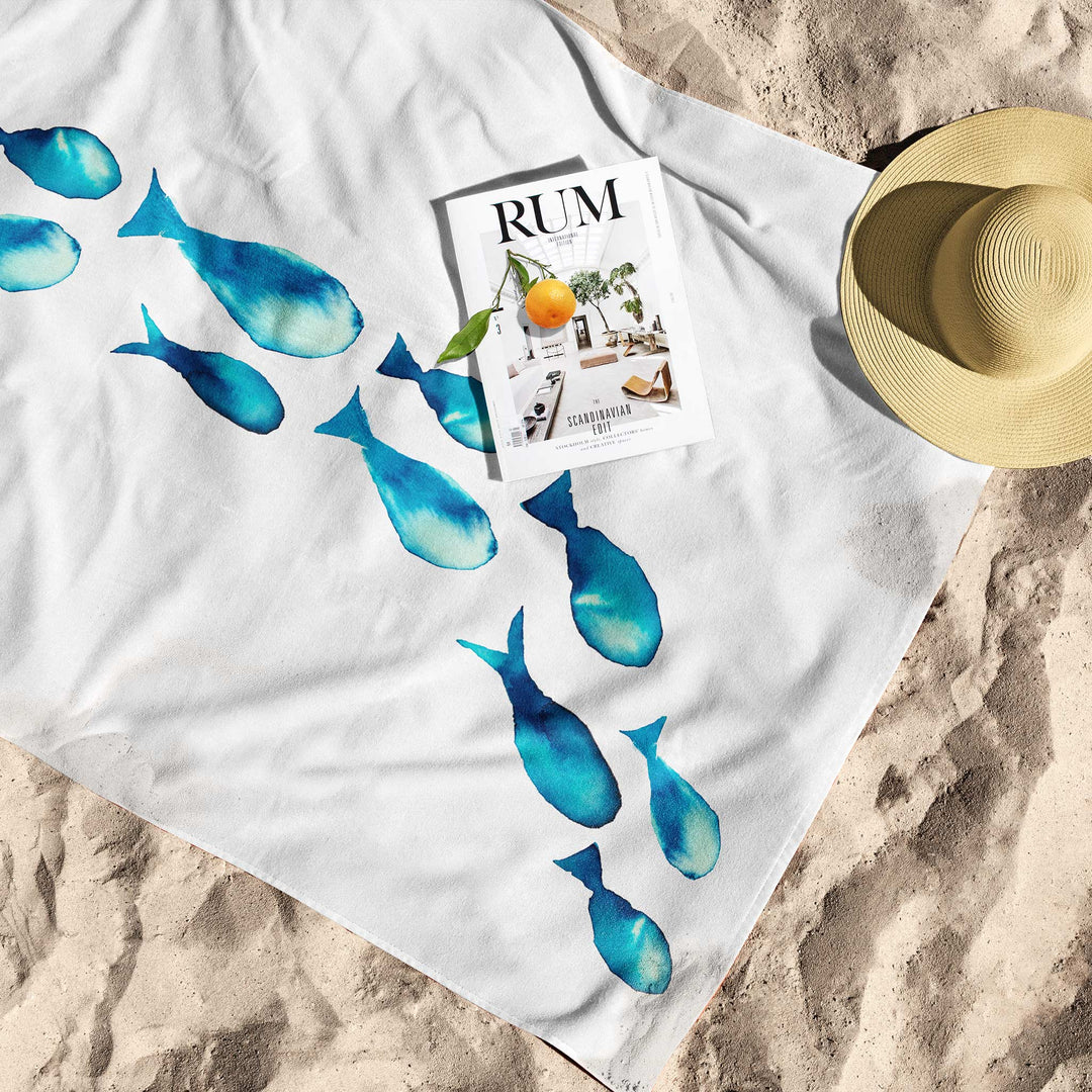 Fish Wave Beach Towel - bzbuzzbee