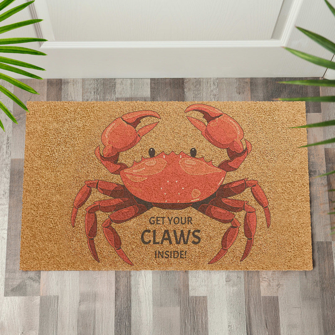 Red Crab “Get Your Claws Inside” Doormat - bzbuzzbee
