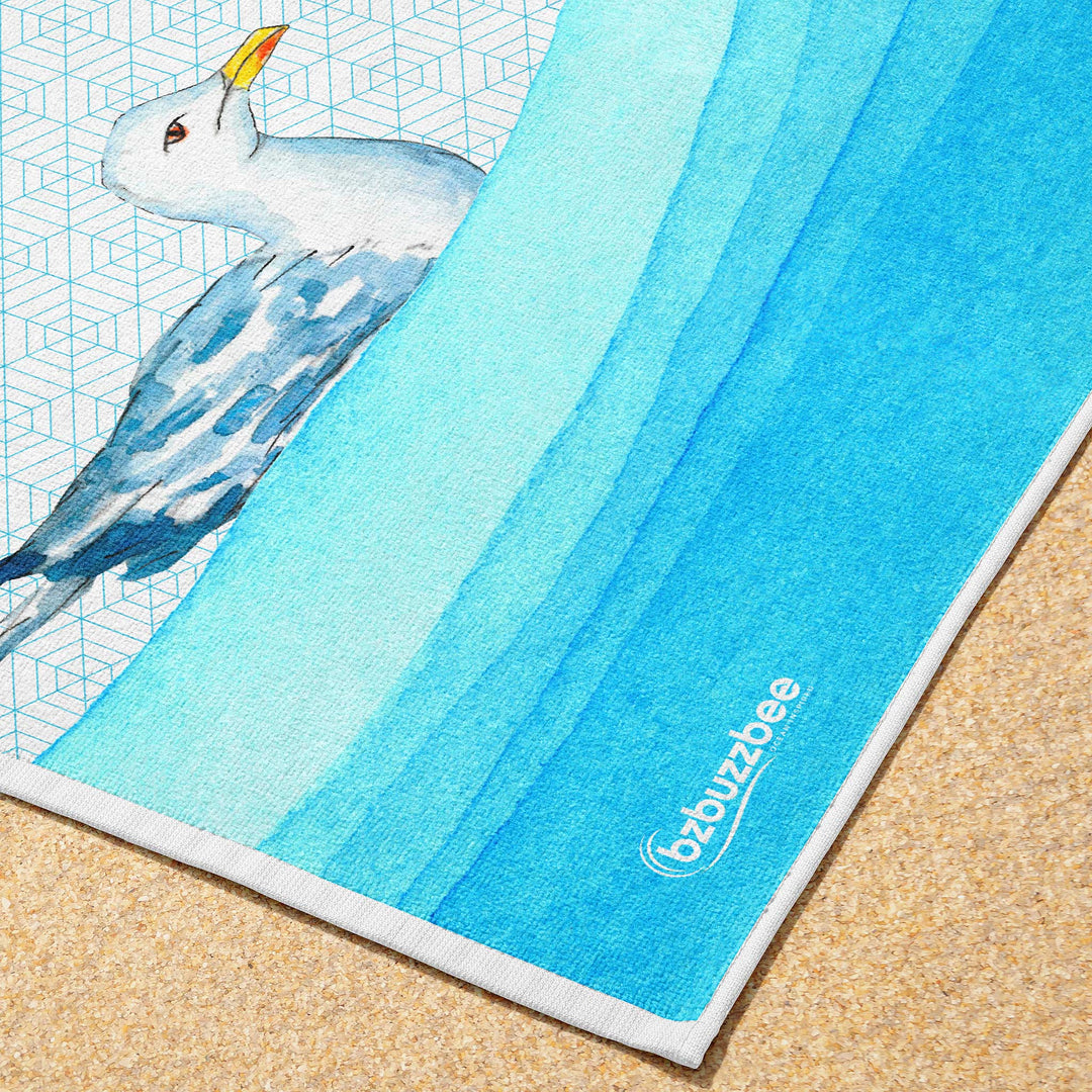 Caribbean Sun & Seagull Beach Towel - bzbuzzbee