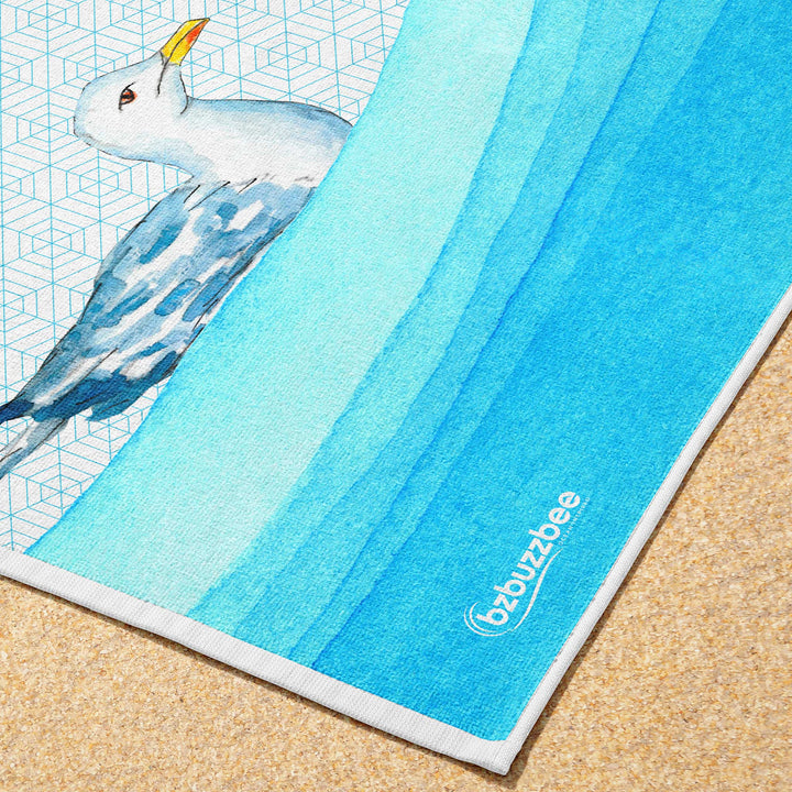 Caribbean Sun & Seagull Beach Towel - bzbuzzbee