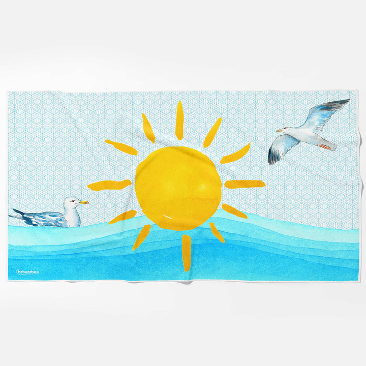 Caribbean Sun & Seagull Beach Towel - bzbuzzbee