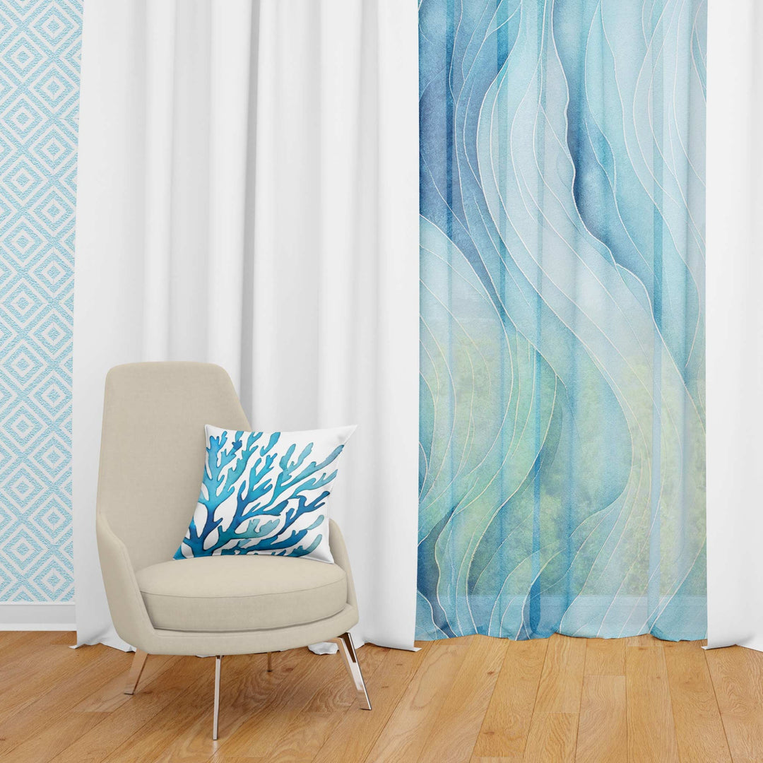 Ocean Wave Sheer Window Curtain - bzbuzzbee