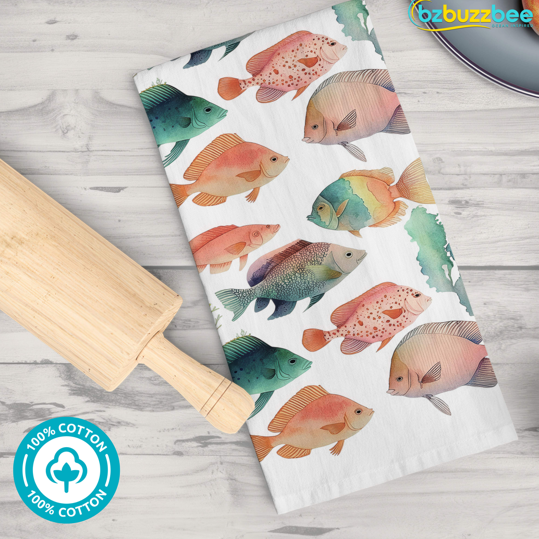 Watercolor Fish Tea Towel - bzbuzzbee