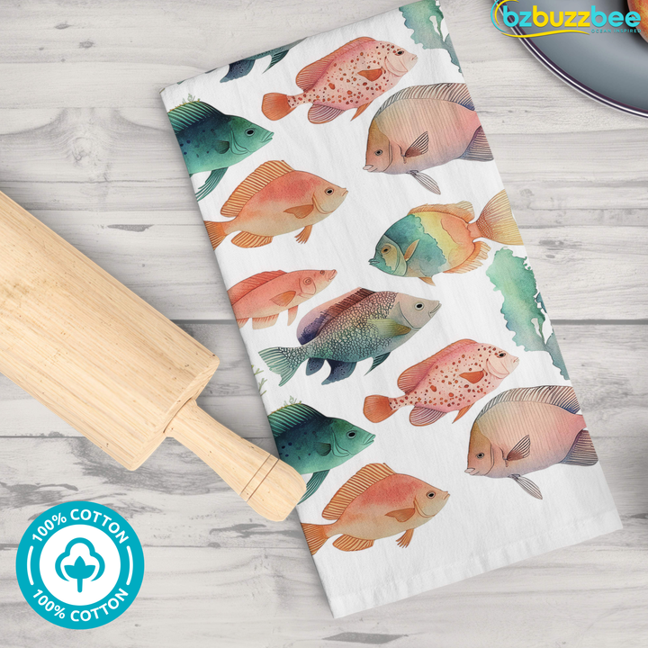 Watercolor Fish Tea Towel - bzbuzzbee