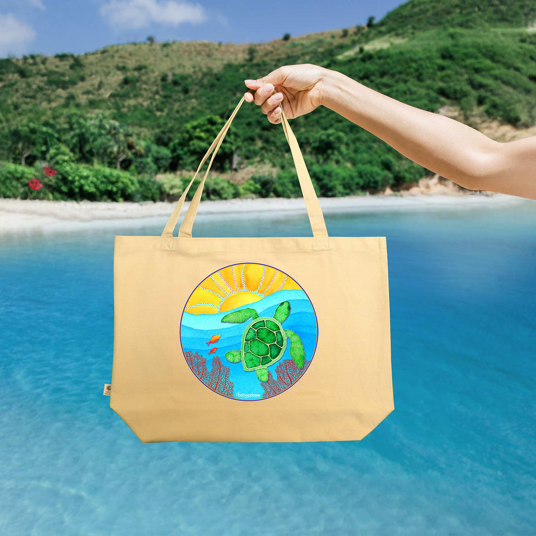 Turtle Large Organic Tote Bag - bzbuzzbee