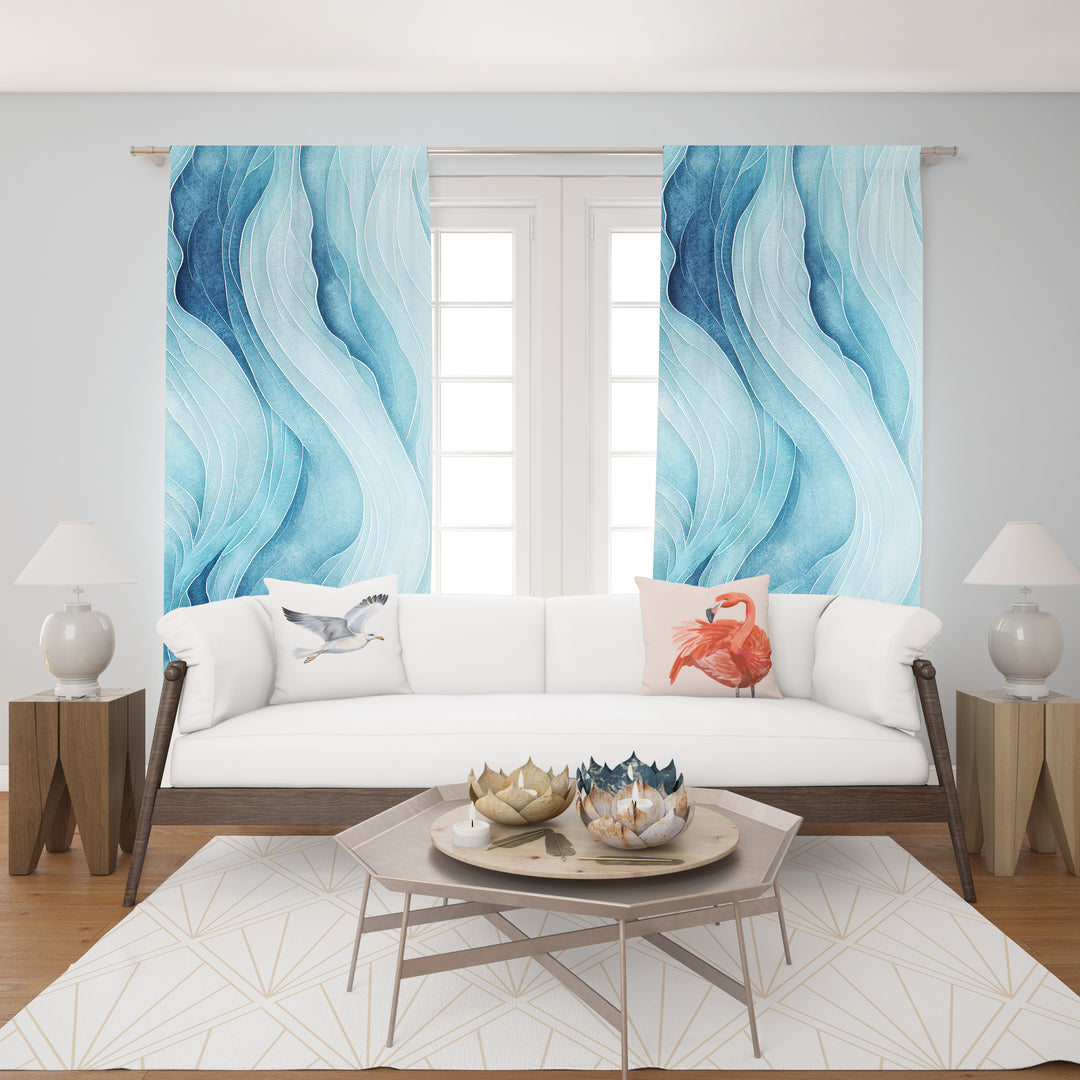 Blue Wave Coastal Blackout Curtains - bzbuzzbee
