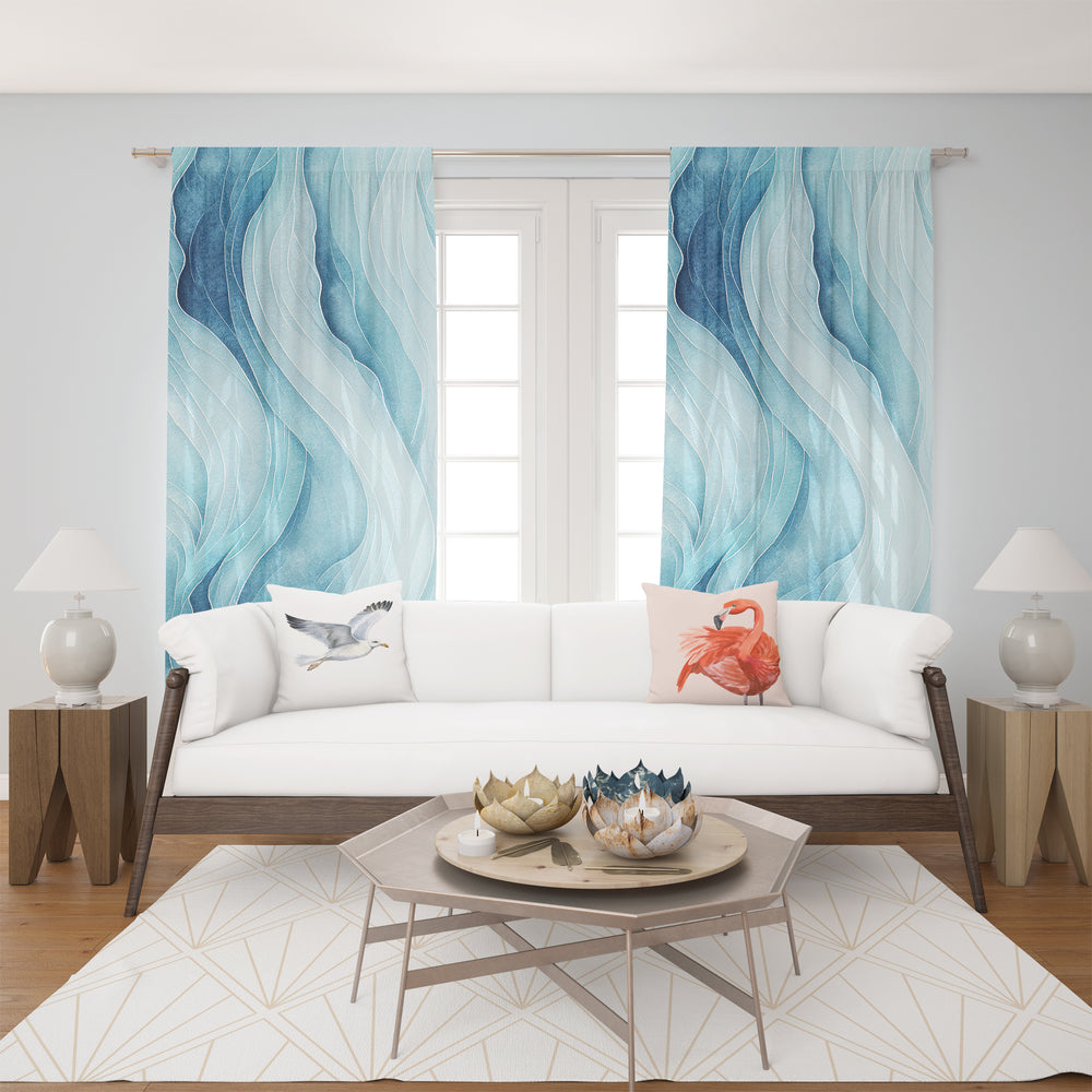 Ocean Wave Sheer Window Curtain - bzbuzzbee