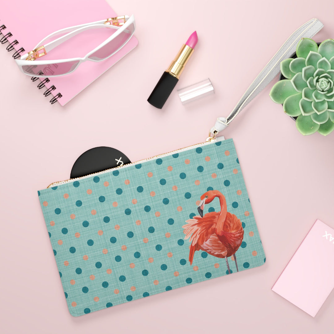 Flamingo Polka Dot Clutch - bzbuzzbee