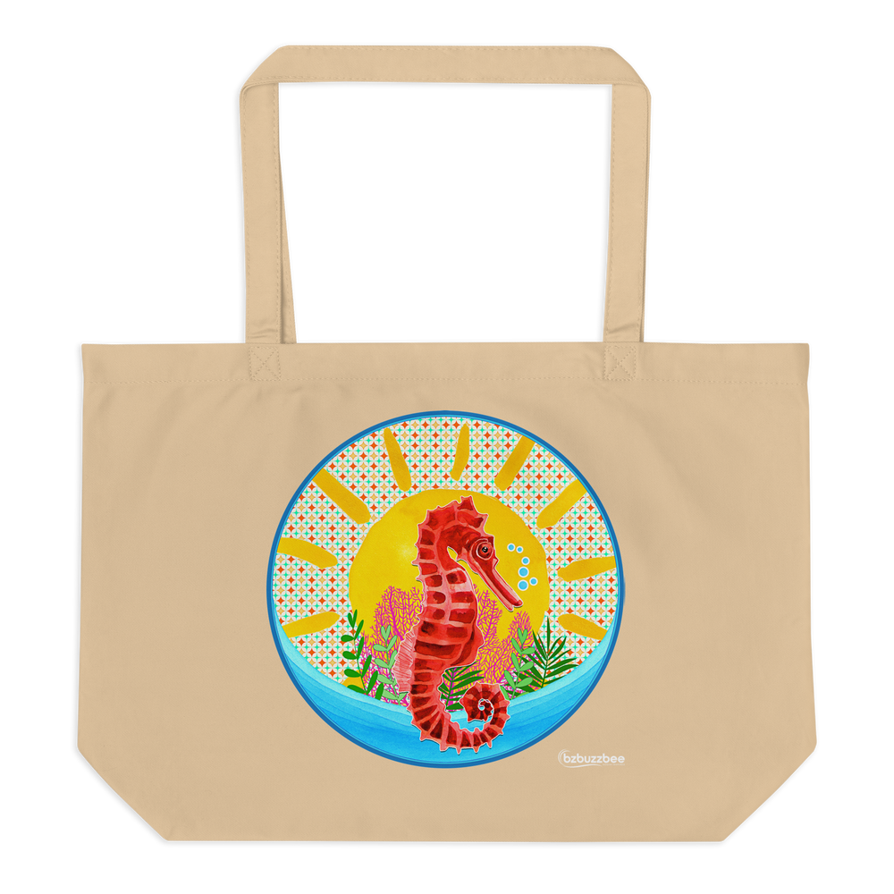 Seahorse Organic Cotton Large Tote Bag - bzbuzzbee